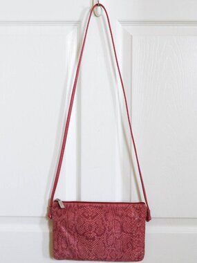 Bags by Pinky Pink Suede Snakeskin Print Purse Crossbody Bag USA Boho Y2K